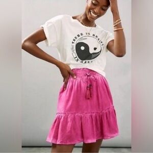 Pilcro by Anthropologie Giulia Pink Tie-Dye Mini Skirt